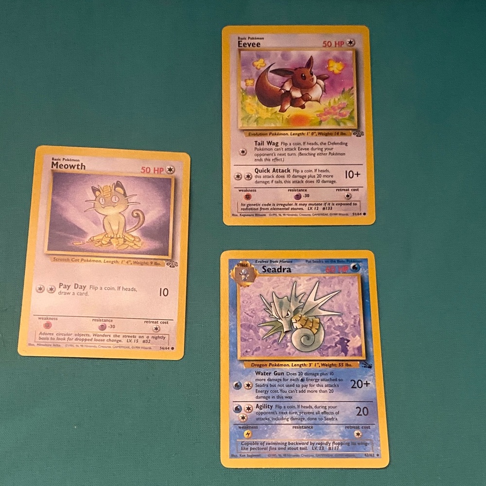 Vintage Pokémon  Eevee, Meowth & Seadra